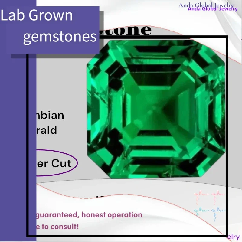 

L-Lab Grown Colombian Emerald Stone Hydrothermal Hand-cutting Asscher Cut Synthetic Emerald Stone With Certificate