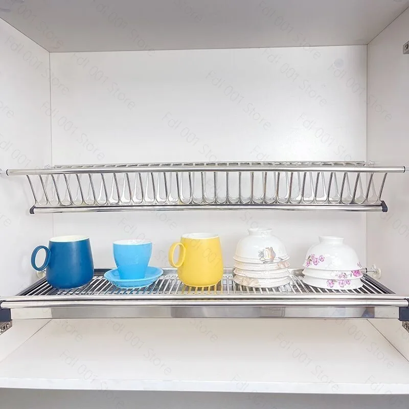 Cabinet Stainless Steel Dish RackDrying Rack Kitchen Dish Drying Rack Storage Holders with Utensil