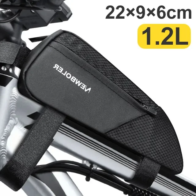 100% Waterproof PVC Leather Bicycle Frame Front Top Tube Bag 2L Large Capacity Cycling Pannier Packing Bike Accessories