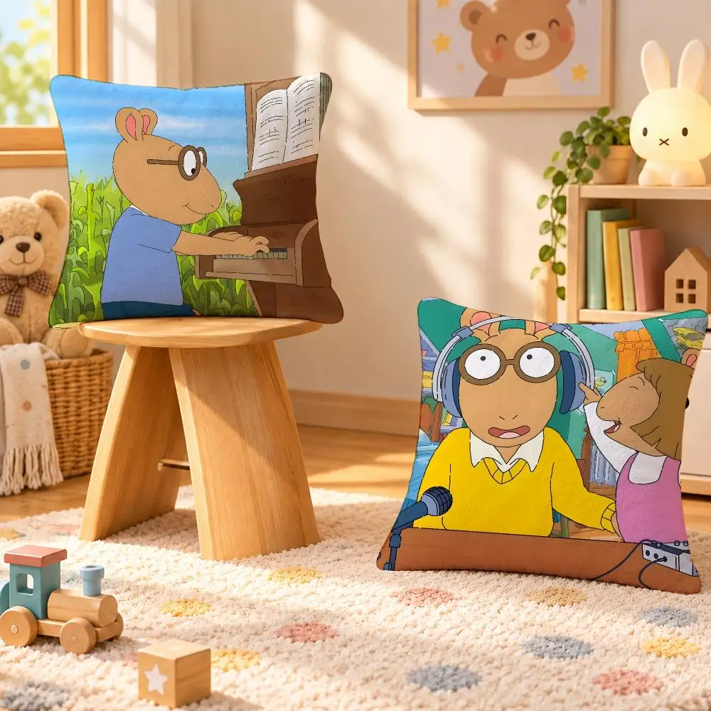 Cartoon Arthur Kids Classic Cushion Cover Personalized Soft Plush Pillow Living Room Home Sofa Bedroom Office Car Cushion