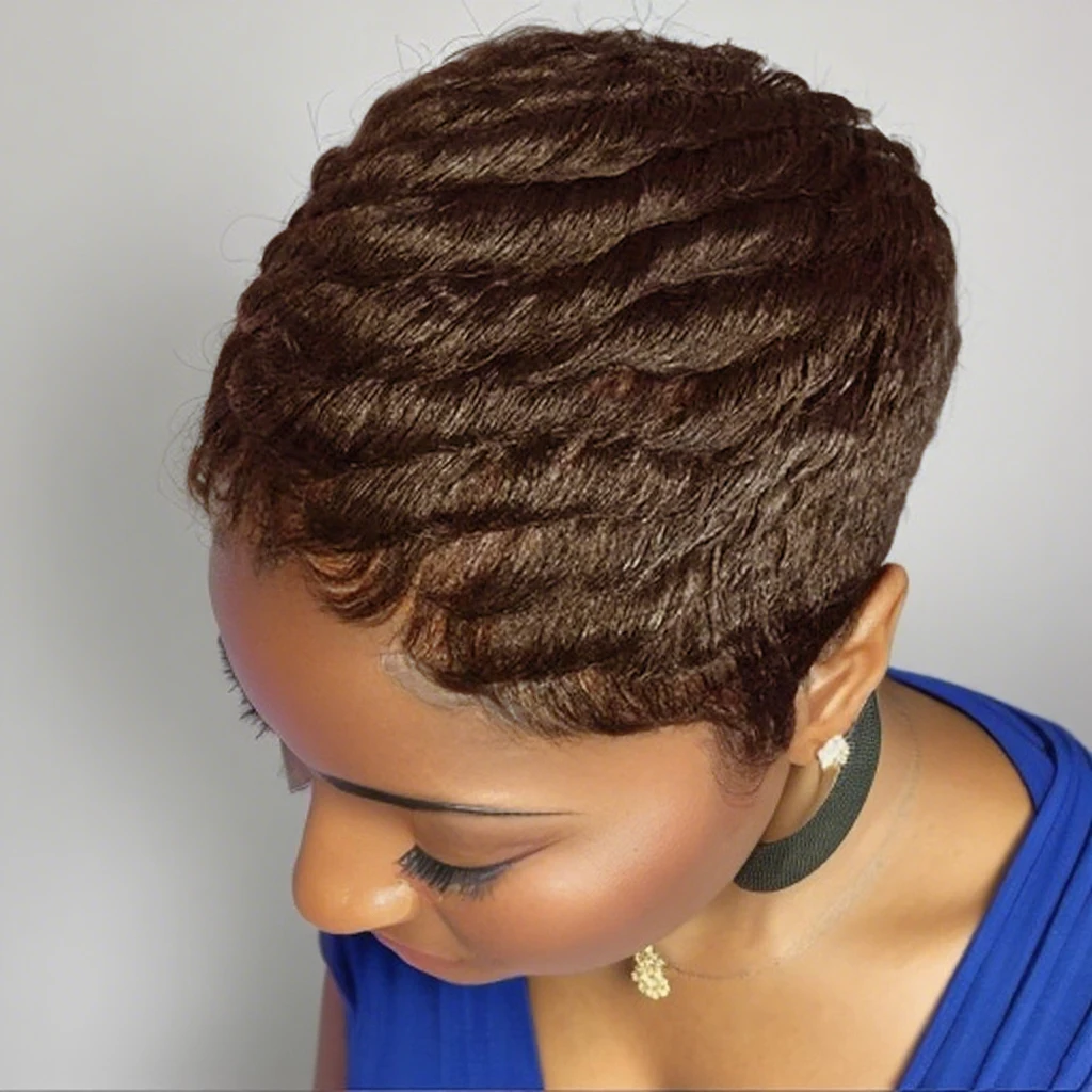 

Короткий парик из натуральных человеческих волос для женщин, бразильский, натуральный цвет коричневый 99J, полностью машинной работы