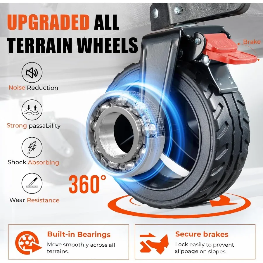 Zusammenklappbarer Wagen mit Rädern für Outdoor-Camping, Sport, Garten und Lebensmitteleinkäufe, 180 l, faltbarer Hochleistungswagen mit L