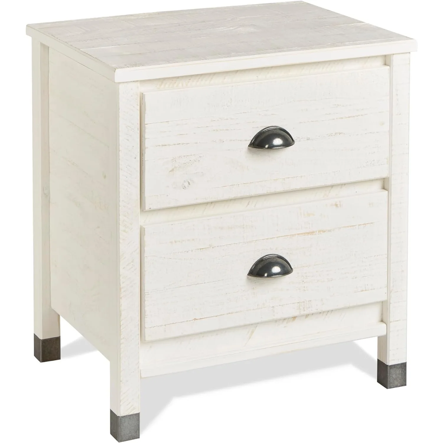 

Baja Night Stand 2 Drawer Solid Wood Rustic Bedside Table for Bedroom, Living Room, Sofa Couch, Hall Metal Drawer Pulls