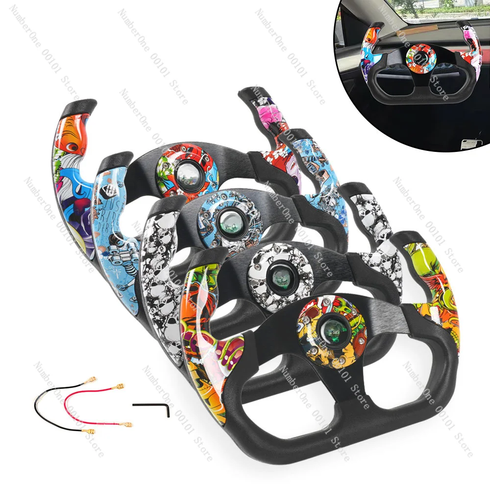 Car Steering Wheel Cool Modification Racing Game ATV Kart 13-Inch Steering Wheel Graffiti Steering Gear