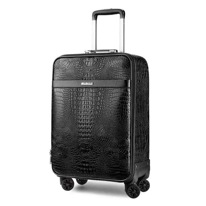 Jacaré Imprimir Horizontal Viagem Embarque Bag, Homens Senha De Negócios Bagagem, Caixa De Couro, Nova Mala, 20 ", 24"