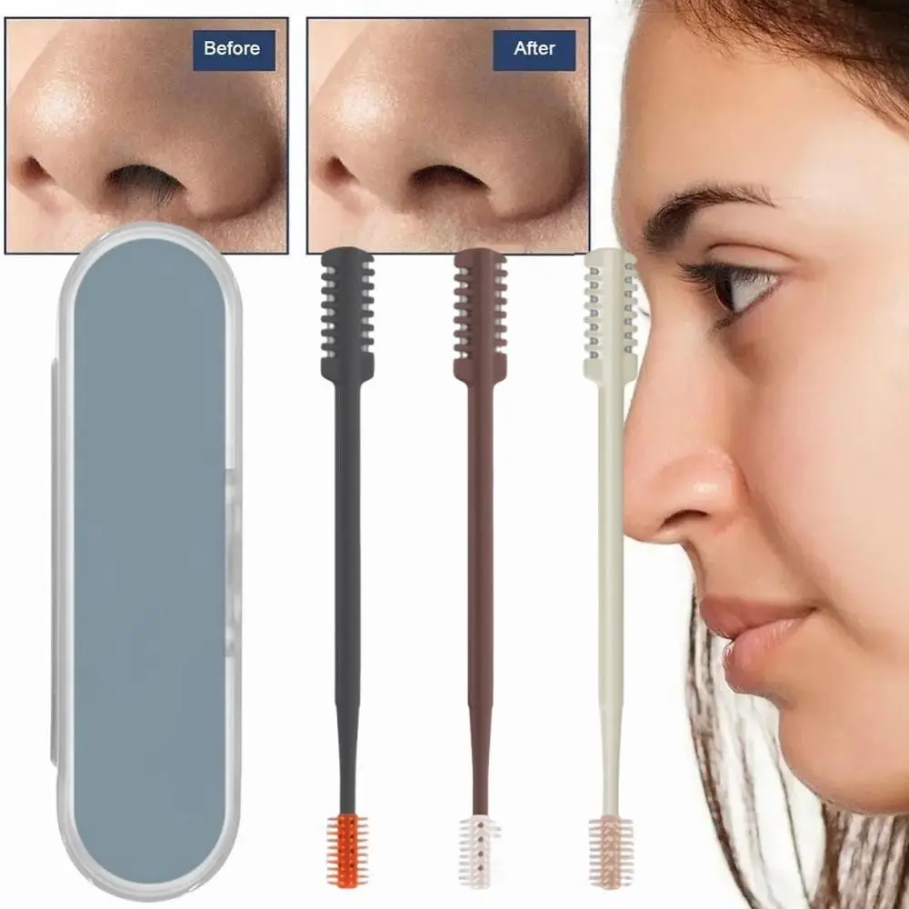 3Pcs/Set Double Head Nose Hair Trimmer 360° Rotating Washable Hair Removal Tool Mini Portable Manual Nose Hair Cutter