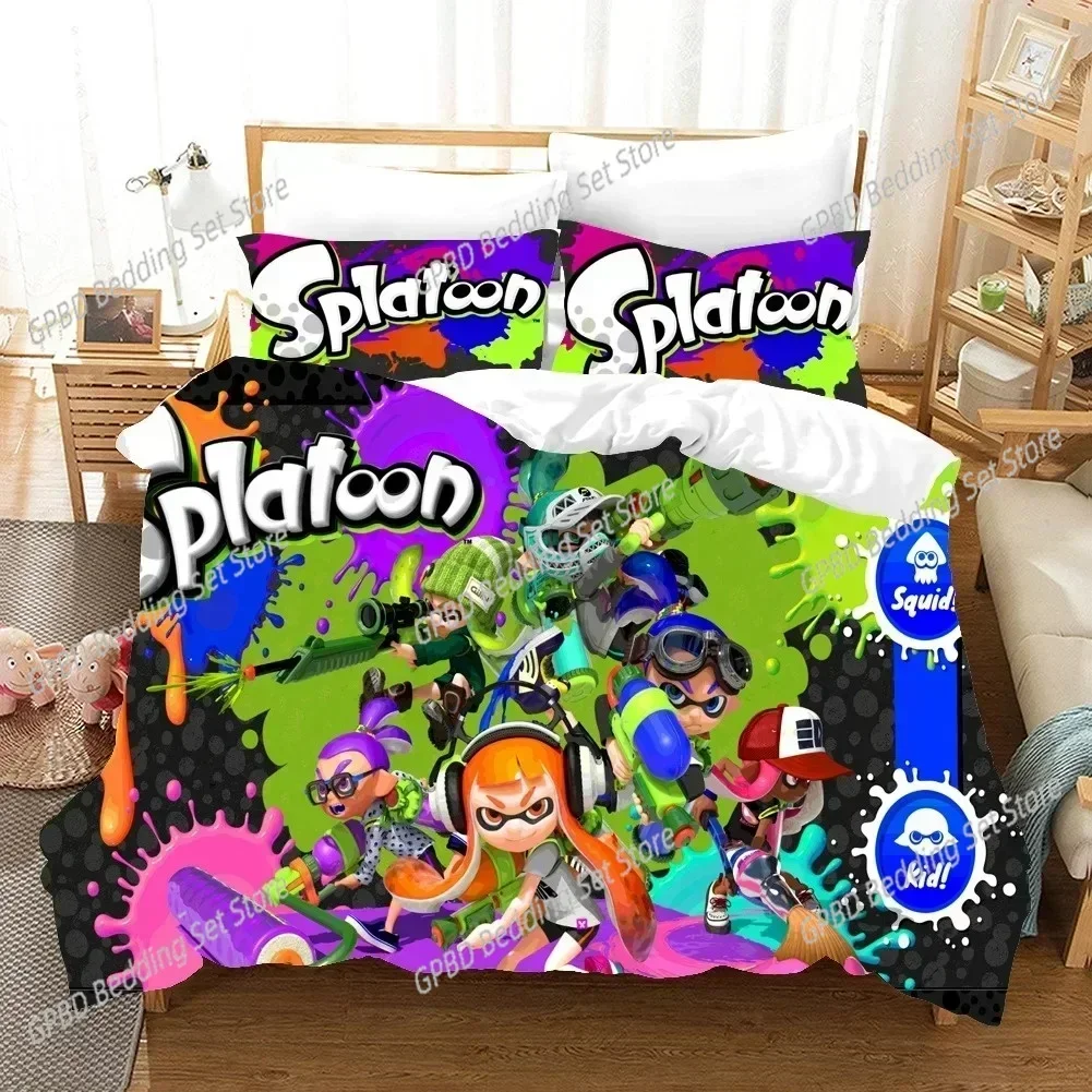 

Splatoon 3D NEW Duvet Cover Pillowcase Bedding Set Adult Boy Girl Bedroom Decoration Children Single Double Large
