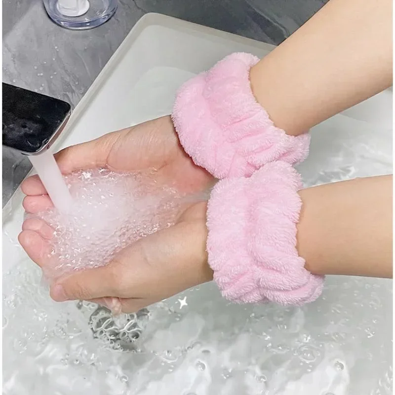 2pcs Face Washing Wristbands Spa Wash Band Microfiber Wrist Towels Wash Strap for Washing Face Makeup Skin Care Yoga Sport