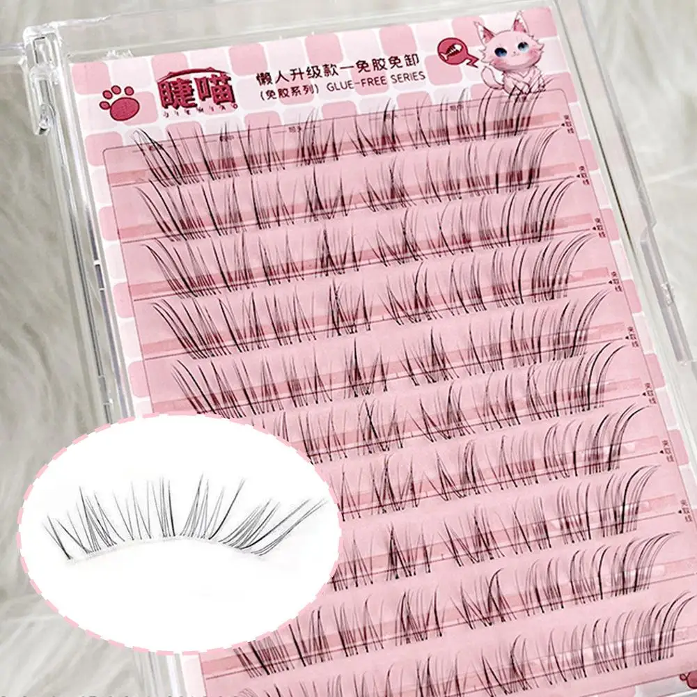 フォックススタイルシングルクラスターつけまつげ新しいデザイン、斜めカール自然でリアルな太いまつげコミックアイ用女の子用 I8V9