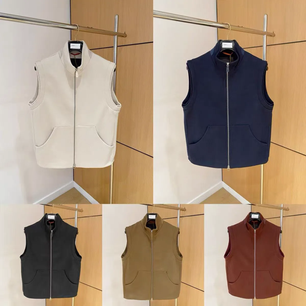 

Italian LP25 autumn and winter stand-up collar European and American old money style casual simple sleeveless vest jacket