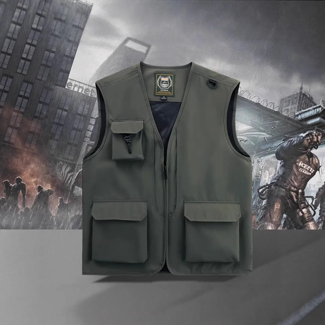 Spring/Summer Men's Fluorescent Green Quick-drying Multi-pocket Casual Outdoor Fishing Photography Vest