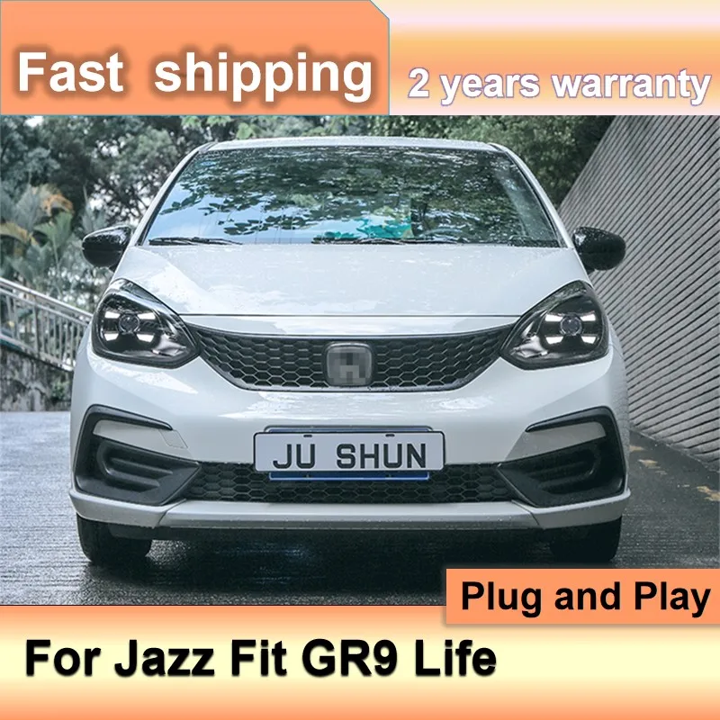 Car Accessories for Honda Jazz Head Light 2021-2022 Fit Headlight GR9 Life DRL Turn Signal High Beam Projector Lens