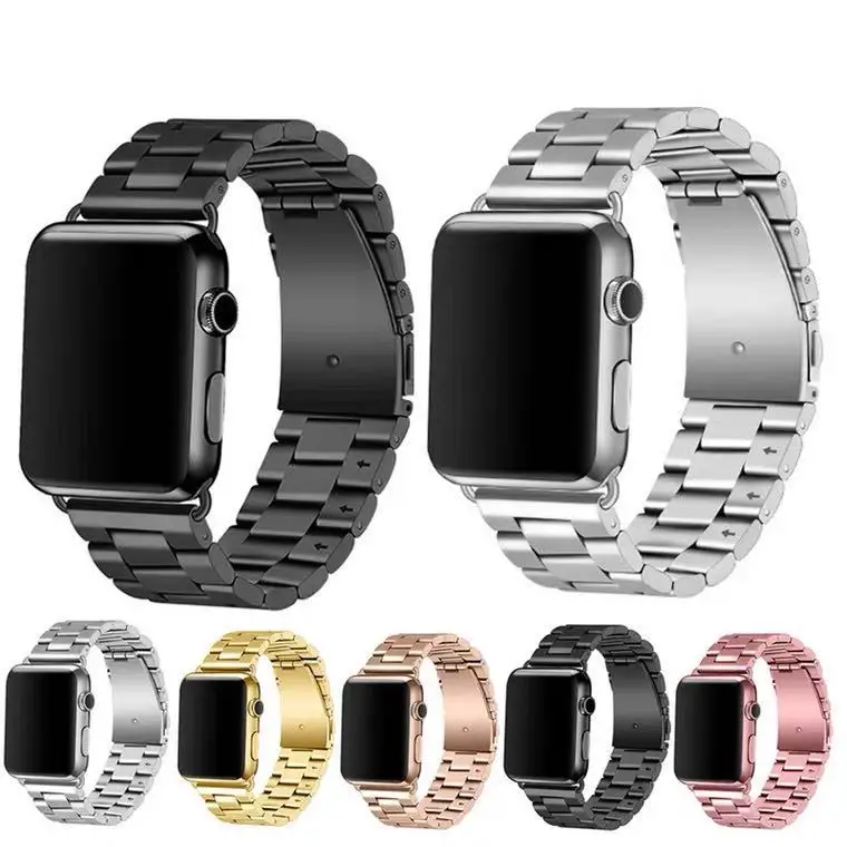 Compatible With Apple Watch Three-strap I Watch12345 Three-bead Strap Stainless Steel Metal Strap Manufacturer Watch Band