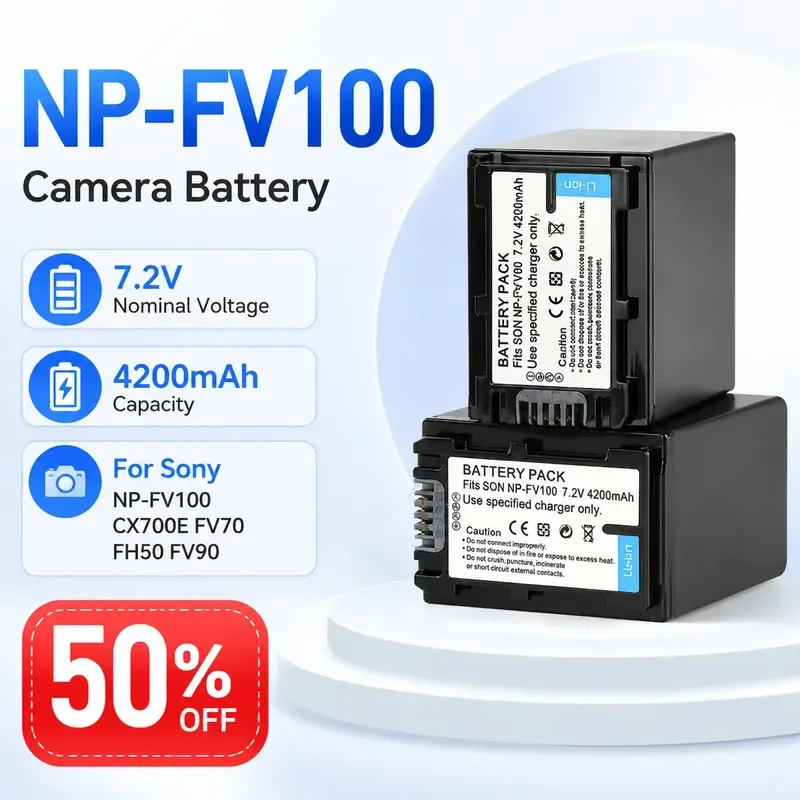 

NP-FV100 7.2V 4200mAh Li-ion Camera Battery for Sony NP-FV100 CX700E FV70 FH50 FV90 Camcorder Digital Camera
