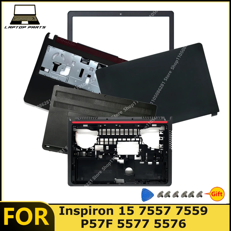 For Inspiron 15 7557 7559 P57F 5577 5576 Laptop LCD Back Cover /Front Bezel Palm Rest  /Hinges Bottom Case New replacement parts