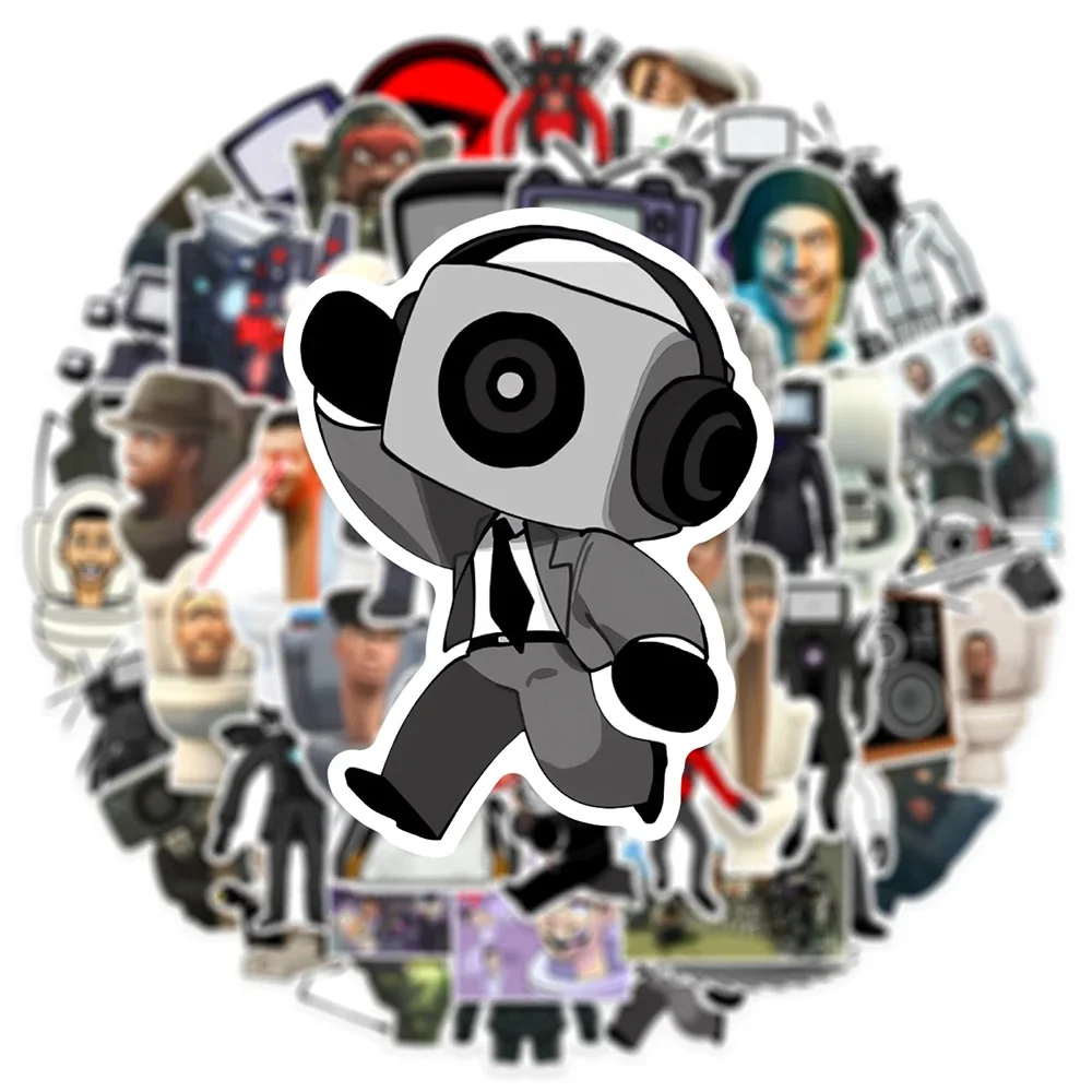 50 قطعة Skibidi المرحاض الكرتون لعبة ملصقات الشارات للهاتف المحمول المحمول الدراجة حقيبة بولي كلوريد الفينيل مقاوم للماء الاطفال ملصق اللعب