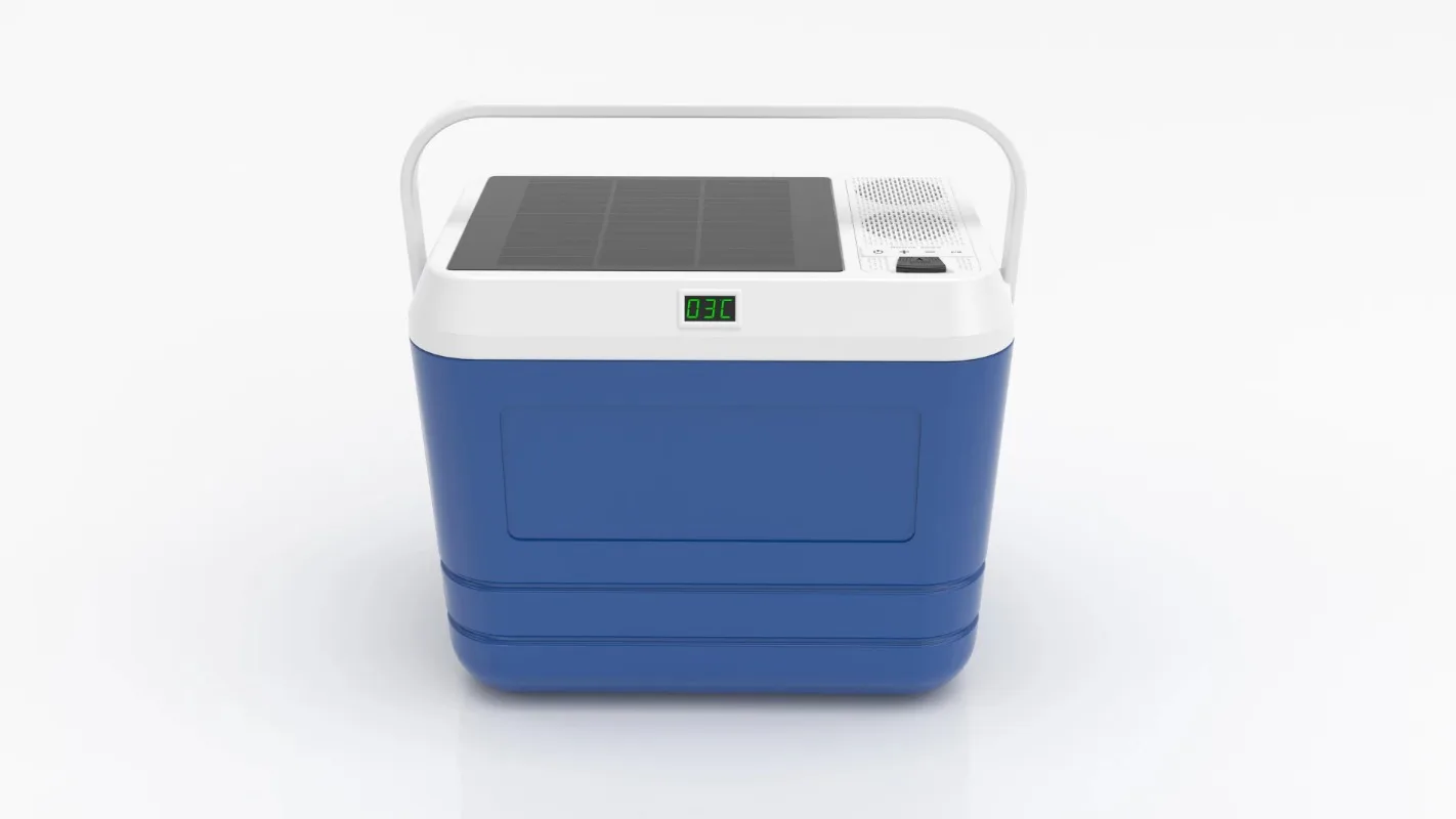 Solar cooler box ice-free solar cooler refrigerator freezer with portable battery and no power supply pack