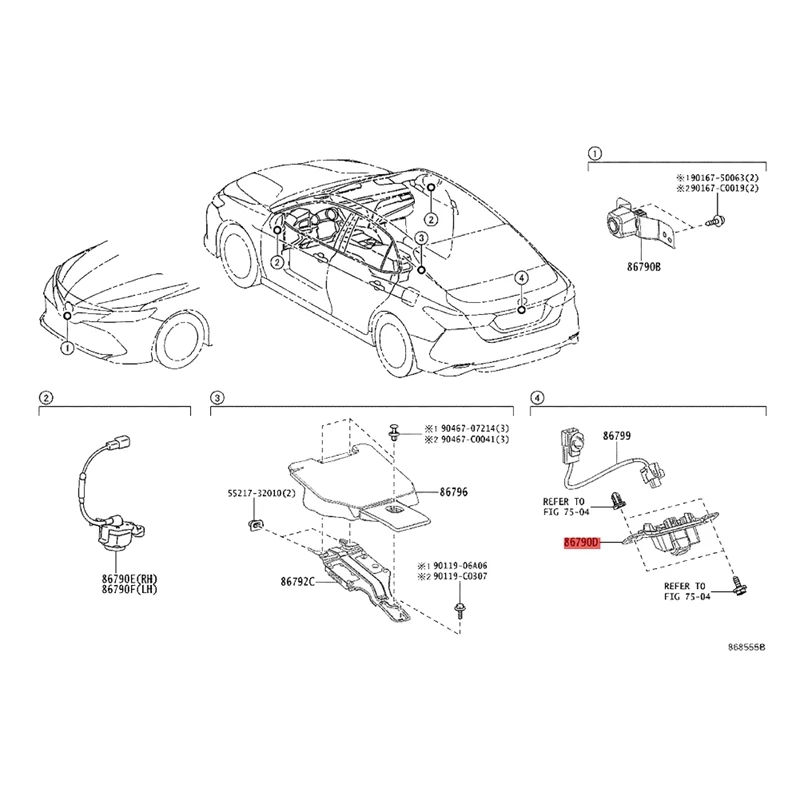 

Reversing Camera 86790-06220 For Toyota Camry Hybrid 2017-2021 Parking Assist Reverse Camera 8679006220