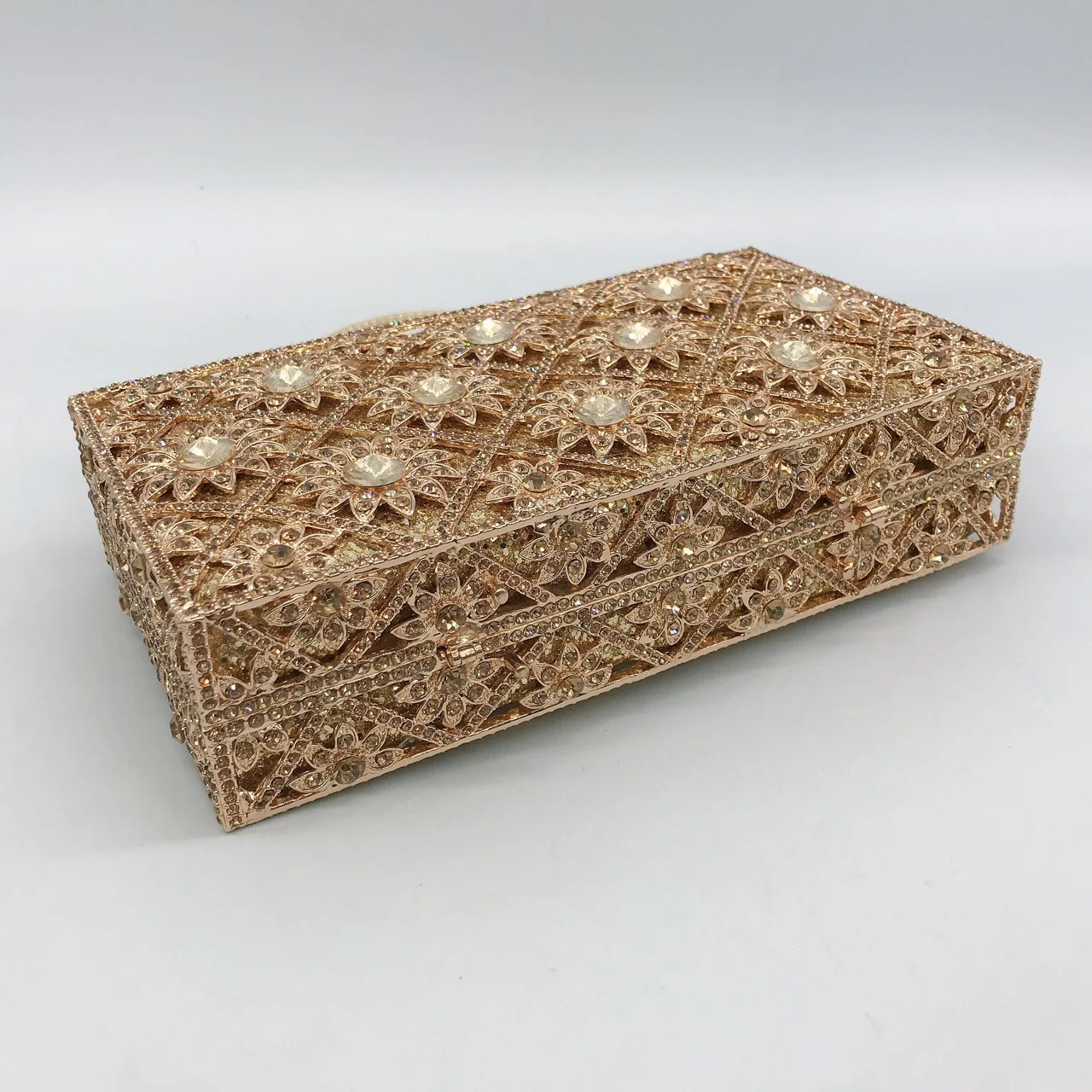 

Sunflower Diamond Dinner Banquet Rhinestone Clutch Bag Dress Horizontal Square Box Women's Clutch Rhinestone Evening Banquet Bag