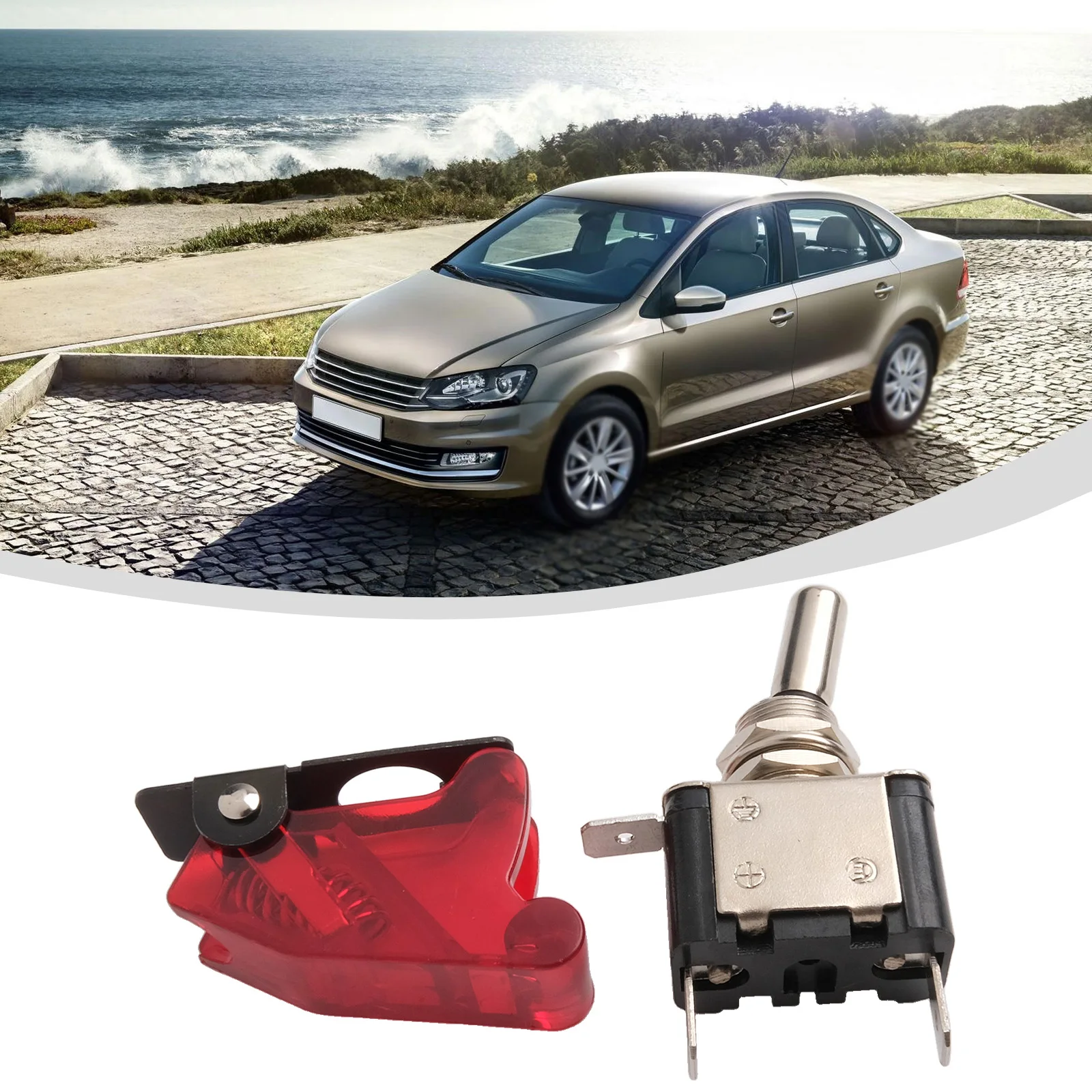 

Car Boat Toggle Switch 12V Toggle Switch Open Cover Switch Activate Ignitions Control Lights Copper Material High Universality