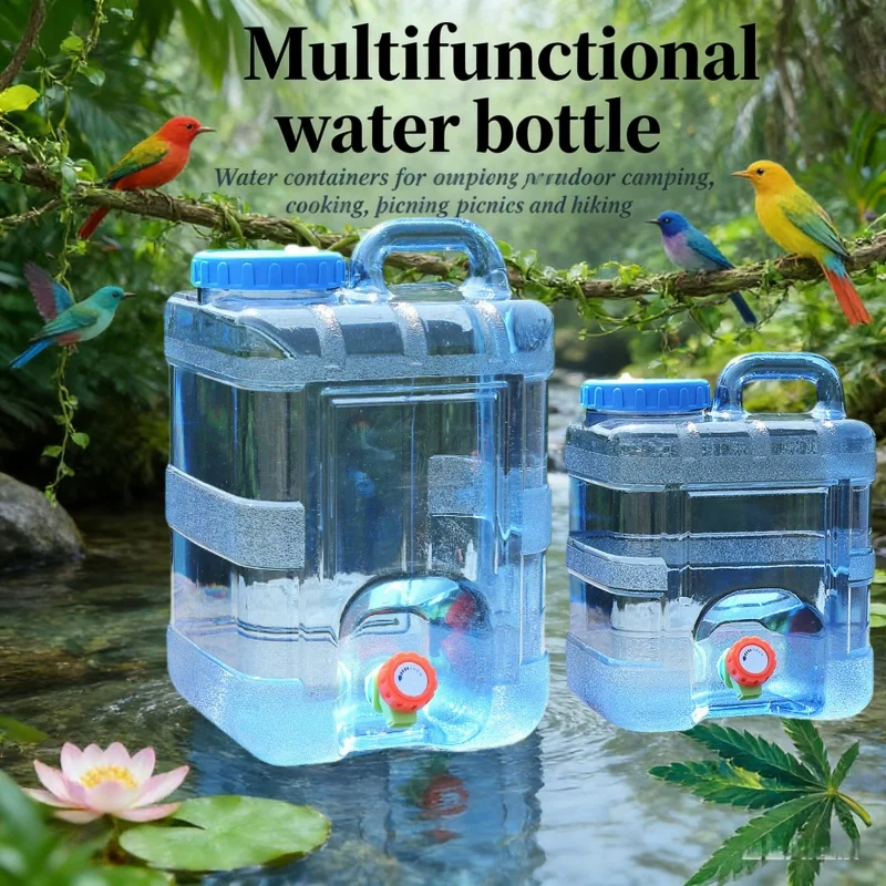 Tanque de almacenamiento de agua de 10/15L para camping, de calidad alimentaria, con grifo, contenedor de agua potable para exteriores con tapa.