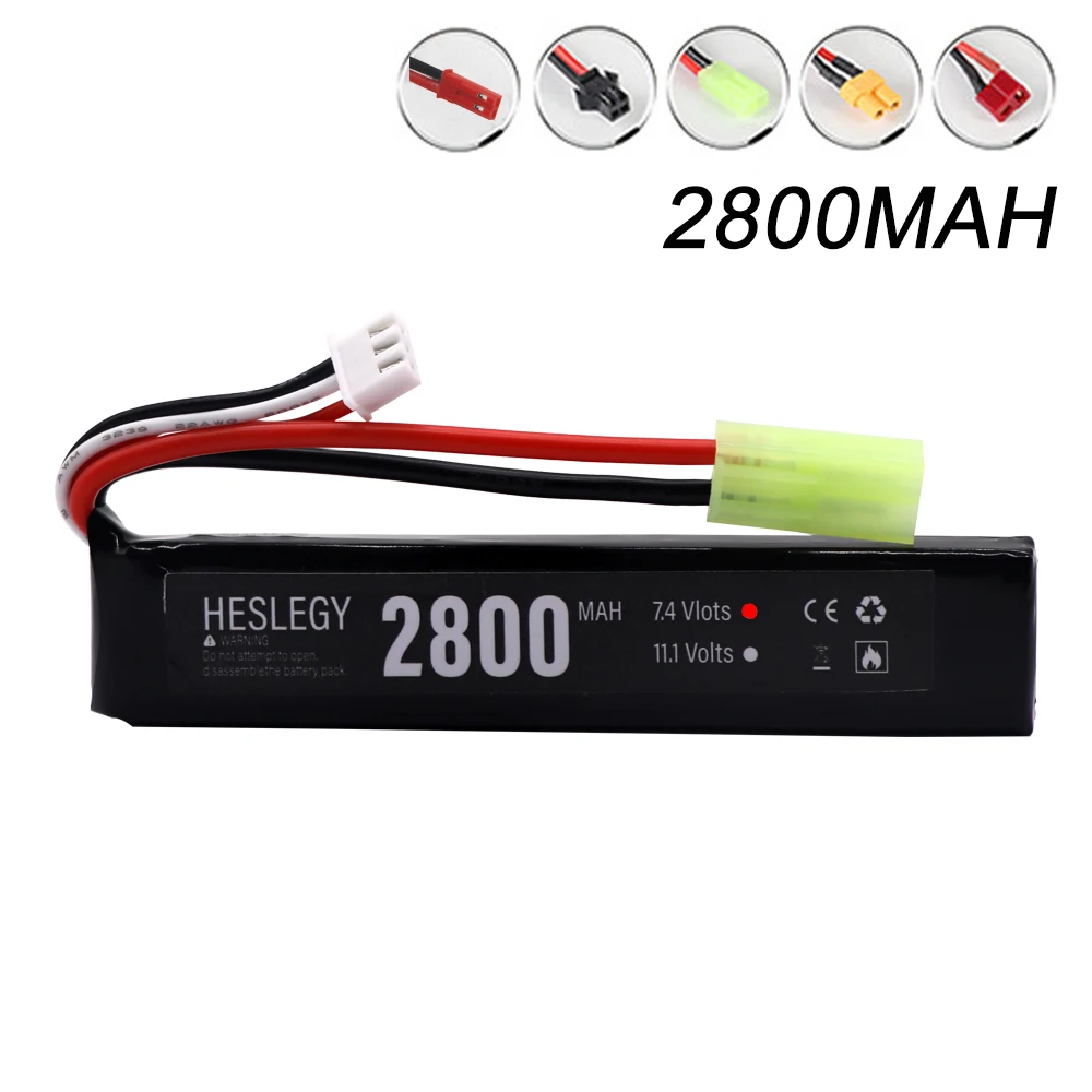 7.4v 2800mAh Lipo Battery for Water Gun 2S 7.4V battery for Mini Airsoft BB Air Pistol Electric Toys Guns Parts Tamiya Plug