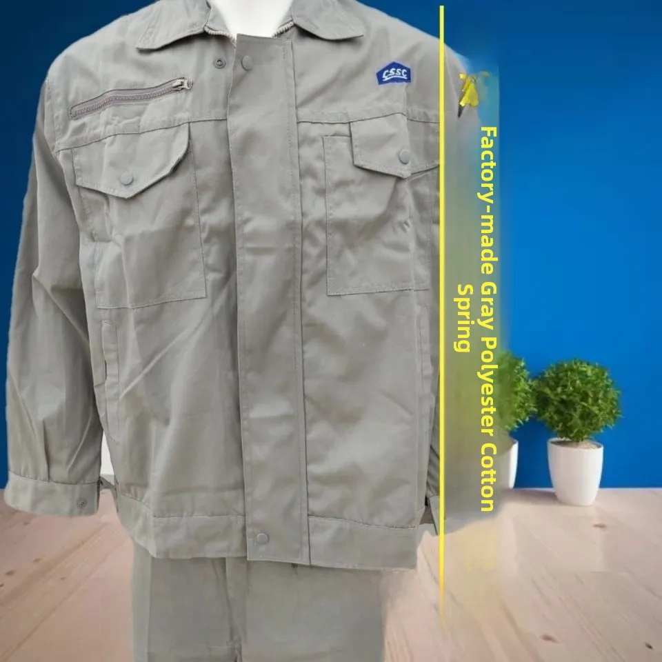 

Comfortable ey Cotton Polyester Workwear Suit for Spring Autumn Dir Resistant Easy to Wa Ideal for Construction Site Wo...