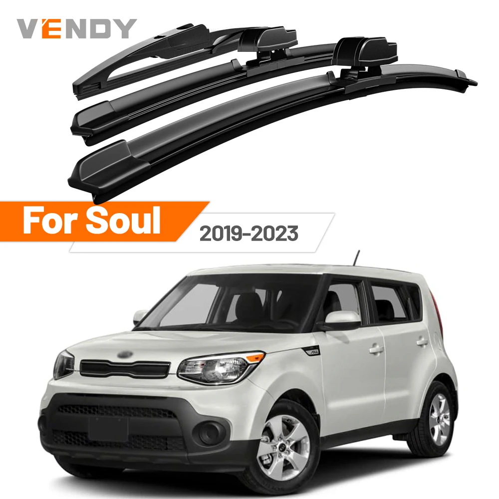 

For KIA Soul 2019-2023 2020 2021 2022 Front & Rear Windshield Wiper Blades Windscreen Wipers Set Accessories