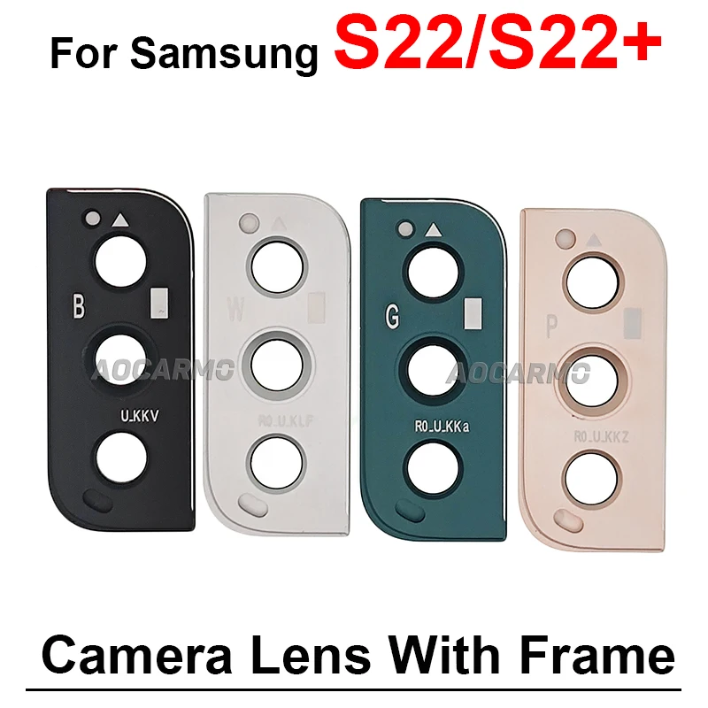 عدسة الكاميرا الخلفية باللون الوردي والأخضر والأسود والأبيض مع قطع غيار الإطار لهاتف سامسونج جالاكسي S22 Plus Ultra S22+ S22Ultra