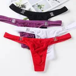 Men Underpants Lightweight Men G-strings Briefs Underwear with Buckle Friendly to Skin Washable Men G-strings for Male