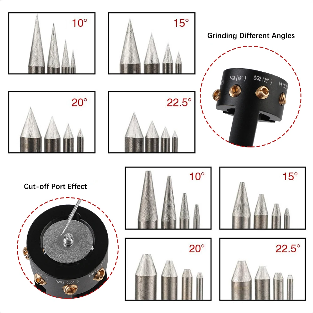 Testa dell'affilatrice con 4 slot di taglio Smerigliatrice al tungsteno Smerigliatrice per elettrodi di saldatura Multi-angolo Offsets Strumenti di saldatura per saldatura TIG