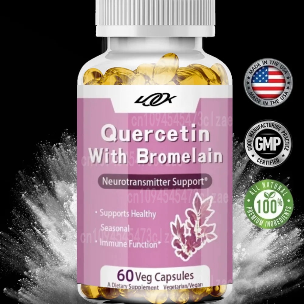 Quercetin with Bromelain Supplement | 500mg Per Serving 120 Vegetarian Capsules (Pack of 1) | Support & Respiratory Health