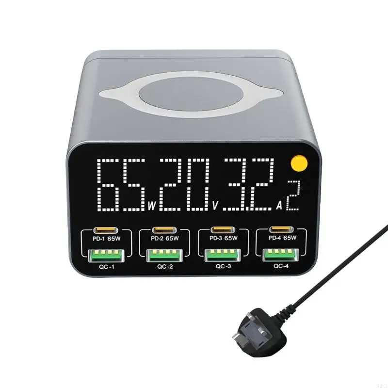 62KA 9 in 1 80W 4XUSB+4XTYPE C مع إمكانية شحن سريع لاسلكي 15W