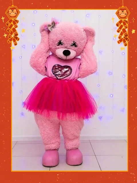 

Костюм розового медведя-талисмана: мультяшный персонаж, привлекательный наряд для вечеринок, подарок на день рождения