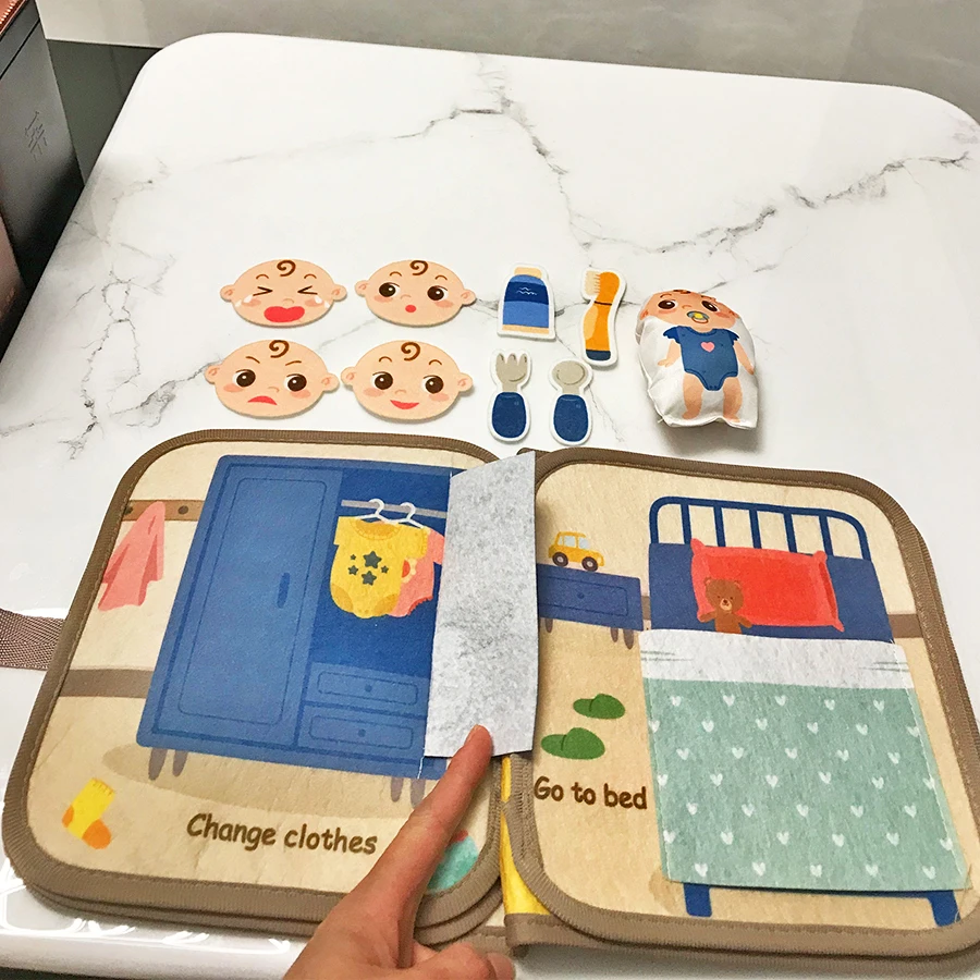 Libri di stoffa cognitivi interattivi inglesi per la prima educazione Libri di apprendimento per bambini Libri morbidi per bambini Giocattoli per bambini