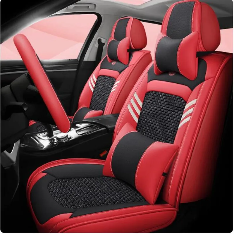 

Чехлы на передние и задние автомобильные сиденья + чехол на руль для Ford Escape 2024-2019, высококачественный дышащий чехол с подушкой сиденья