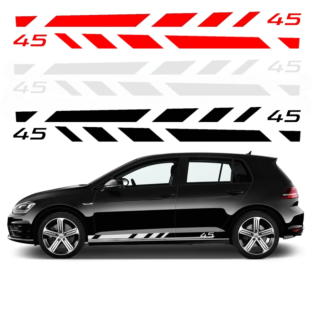 2PCS Car Door Side Stickers Racing Style Vinyl Decals For Volkswagen VW Golf 8 7 5 4 6 GTI MK8 MK7 MK5 MK6 MK4 Auto Accessories