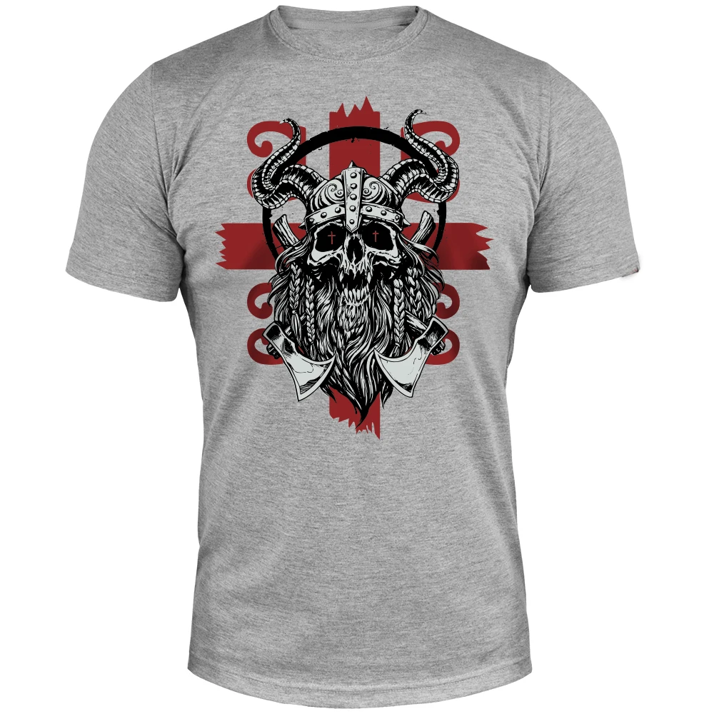 Horrible Nordic Warrior Skull Religious Cross T-Shirt 100% Cotton O-Neck Short Sleeve Summer Casual Mens T-shirt Streetwear