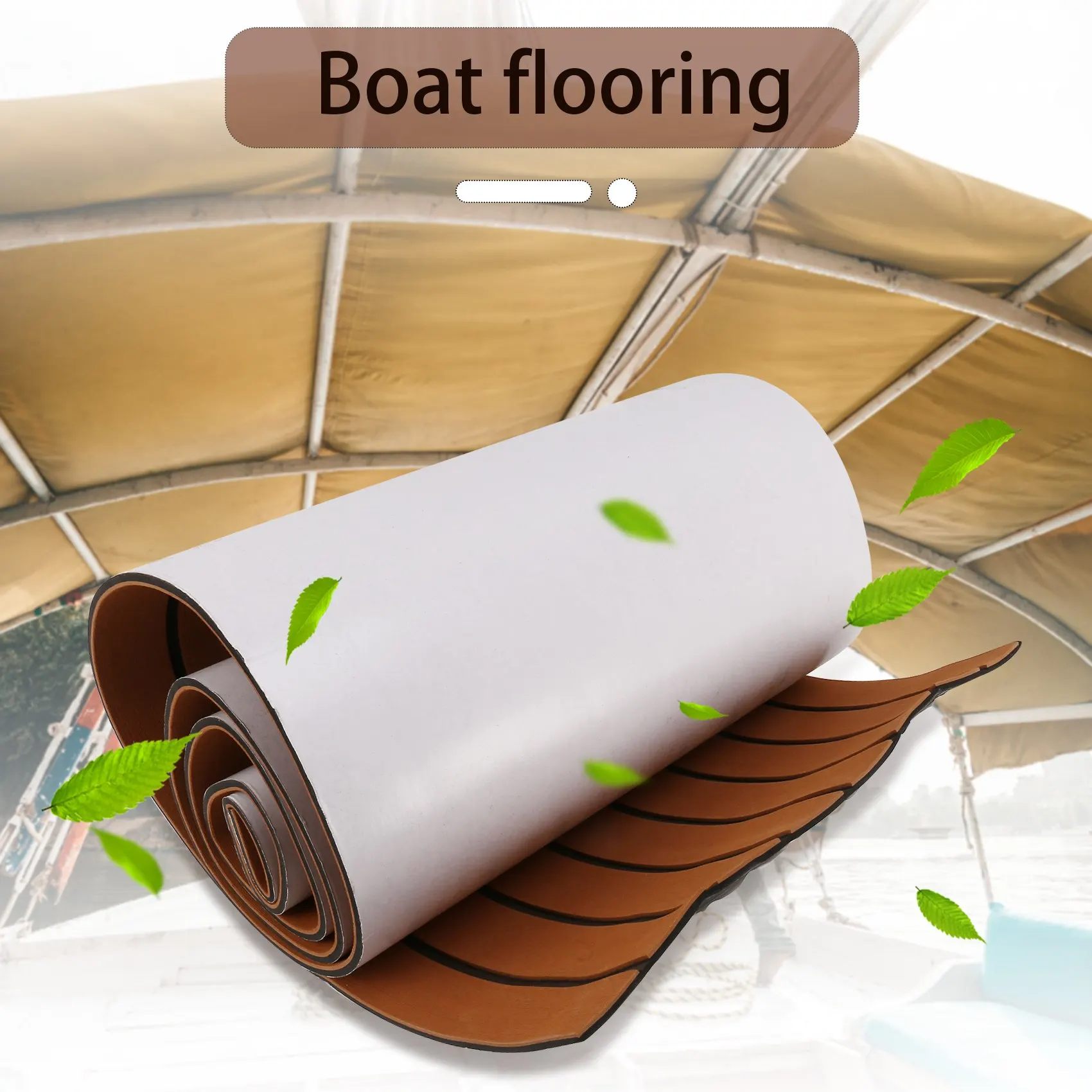 EVA Foam Teak Marine Flooring, Faux Boat Decking Sheet Acessórios, Marrom e Preto, 450x2400x6mm