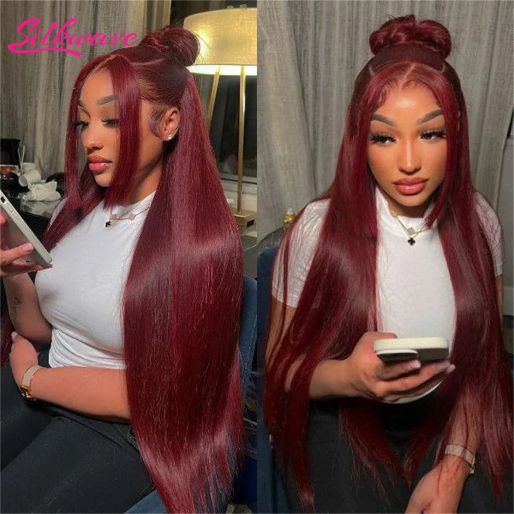 

Silkwave 99j Burgundy 13x4 13x6 Hd Frontal Lace Brazilian Preplucked Colored Straight Frontal Wigs Hd Transparent Lace Wigs