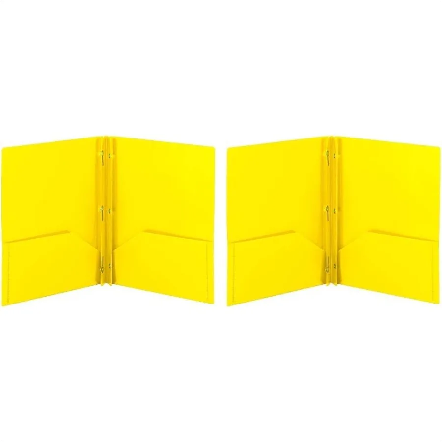 

Poly TwoPocket Folder ThreeHole Punch Prong Fasteners Letter Size Yellow 3 per Pack 87733 (Pack of 2)
