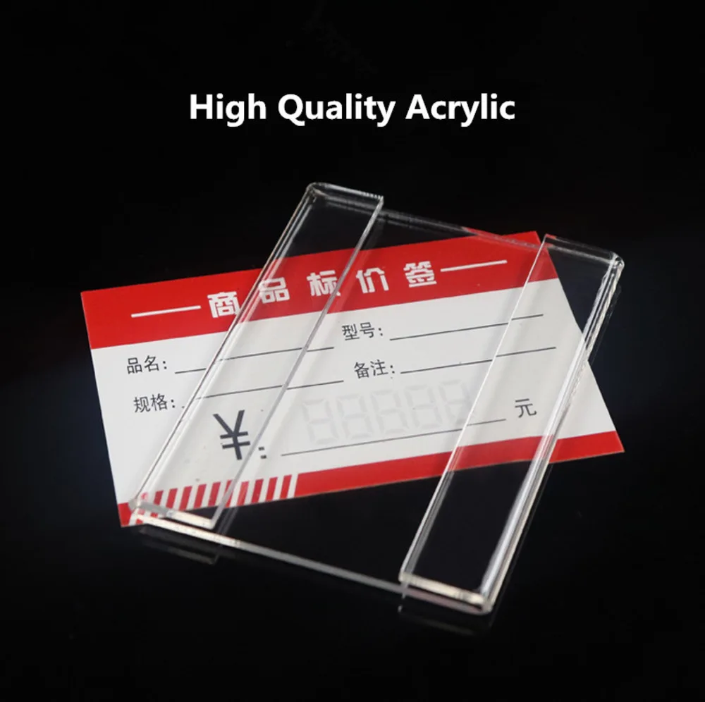 10pcs/lot Wall Mount Shelf Acrylic Sign Holder Price Name Card Tag Label Stand Display with 3M Adhesive Tape Sticker