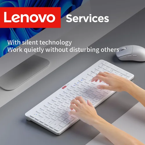Teclado inalámbrico de oficina Lenovo, modo Dual, conexión de doble dispositivo, batería de larga duración, teclado recargable para uso doméstico y de negocios