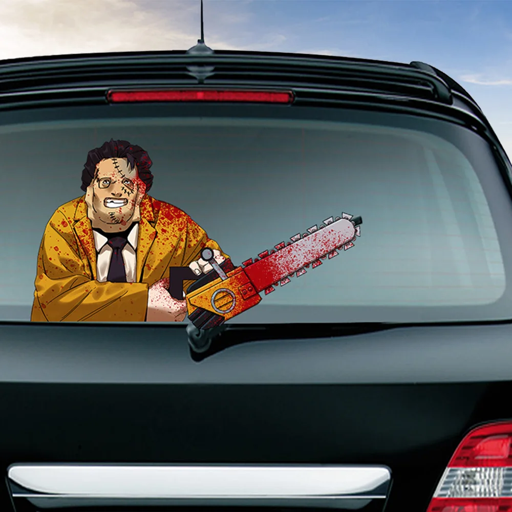 

Chainsaw Massacre Removable Waving Wiper PVC Rear Window Wiper Stickers Rear Windshield Car Styling Accessories Auto Decorations