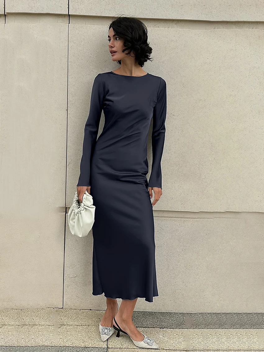 

Marthaqiqi 2025 новые зимние женские ночные рубашки с круглым вырезом, пижамы с длинными рукавами, платье до щиколотки, модная женская ночная рубашка