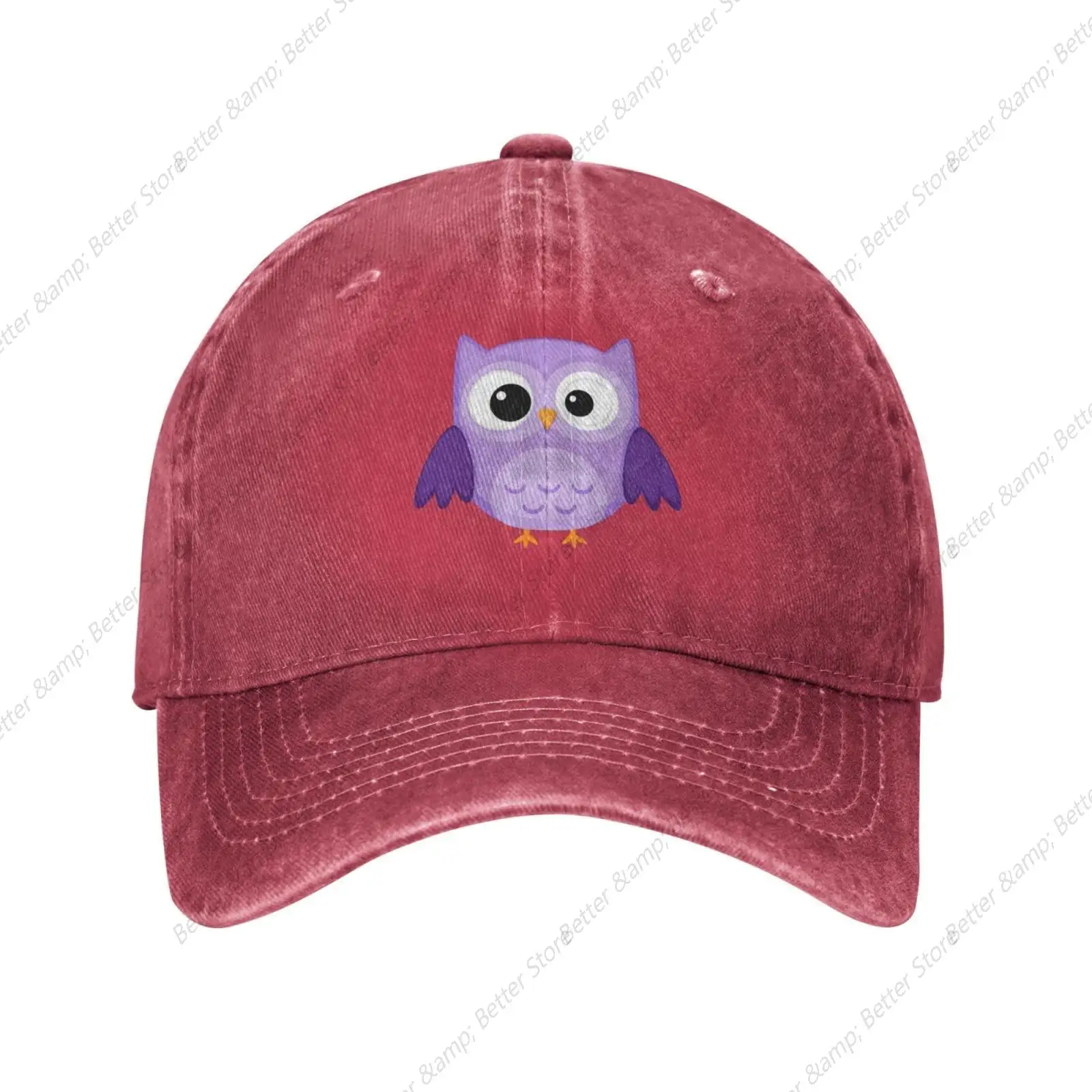 

Purple Owl Red Vintage Distressed Adjustable Denim Cotton Low Profile Dad Trucker Hat Black Fitted Baseball Ball Cap Unisex