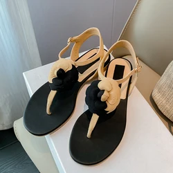 Summer Color Blocking Flowers Sandals Open Toe Slingback Women Shoes Buckle Strap Zapatos Mujer