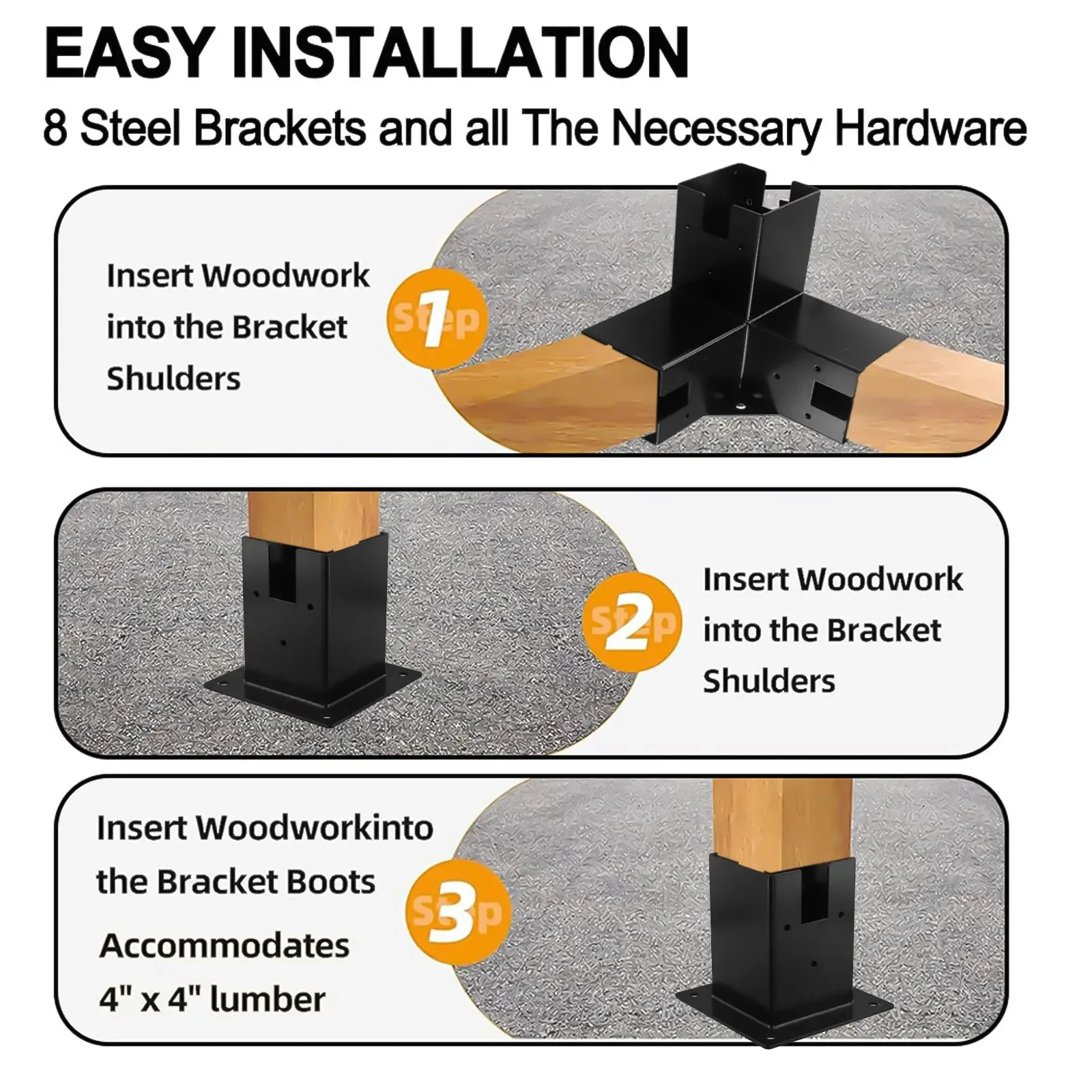 Right Angle Corner Bracket With Pergola Post Base For Wood Beams Elevated Stand Wooden Bracket Kit Pavilion Accessories