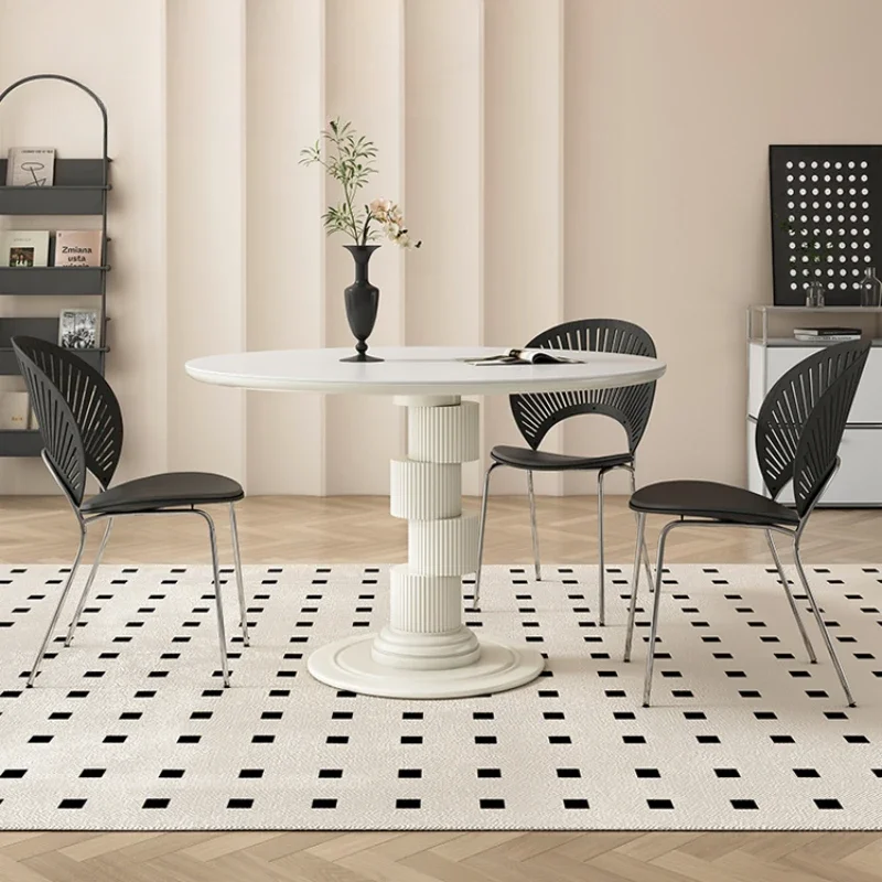 

Журнальный ретро-столик, белый круглый обеденный стол в скандинавском стиле, минималистичный современный стол, мебель для дома YX50CZ