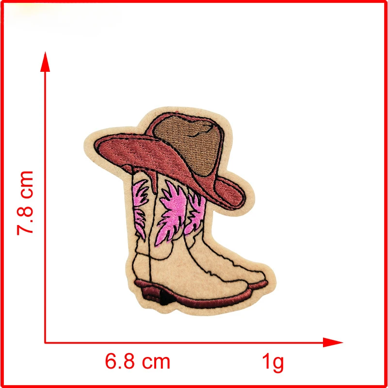 10pcs Cowboy Cowgirl Boot Ironing Patch Clothing Jacket Hat Accessories Embroidered Embroidery Stick on Sticker Phone Decoration